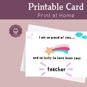 Carte de fin d'année imprimable professeur à étudiant, message de remise des diplômes de professeur pour étudiant, carte d'adieu pour étudiants, téléchargement immédiat