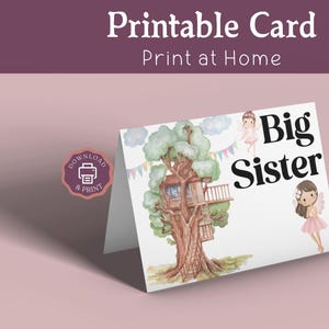Faire-part grande soeur imprimable, carte de révélation de grossesse pour soeur, carte d'anniversaire pour soeur, annonce de bébé pour soeur, téléchargement immédiat