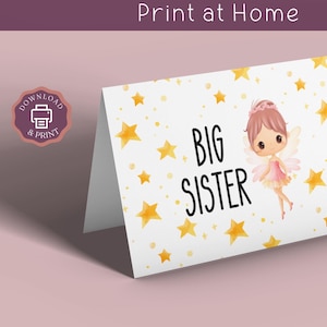 Carte grande soeur imprimable, carte nouvelle soeur, faire-part de bébé pour soeur, félicitations grande soeur, carte d'anniversaire soeur, nouvelle carte frère et soeur
