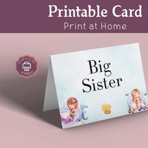 Carte grande soeur imprimable, carte nouvelle soeur, faire-part de bébé pour soeur, félicitations grande soeur, carte d'anniversaire soeur, nouvelle carte frère et soeur