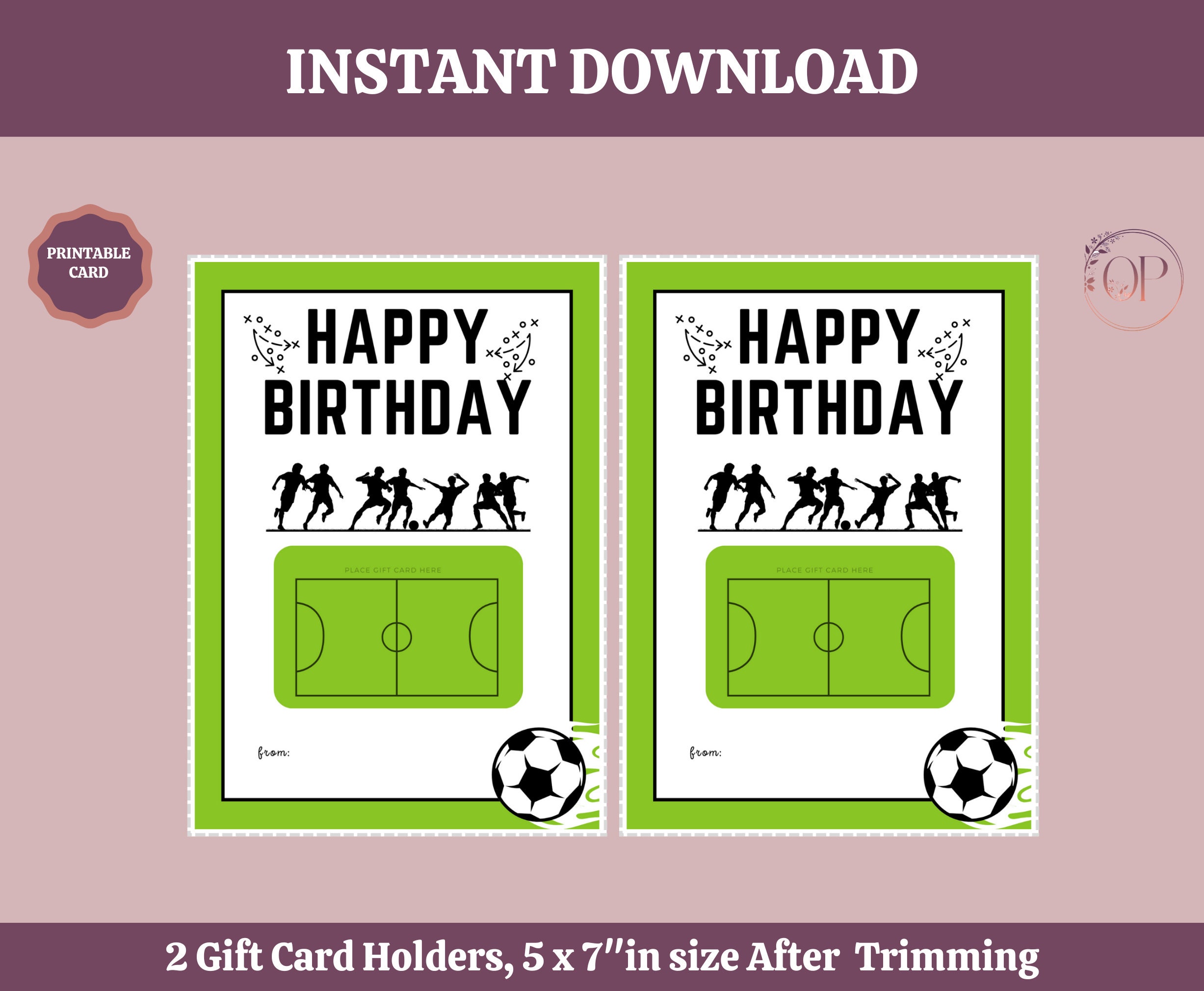 Printable Happy Birthday Soccer Gift Card Holder Coach Gift - Etsy