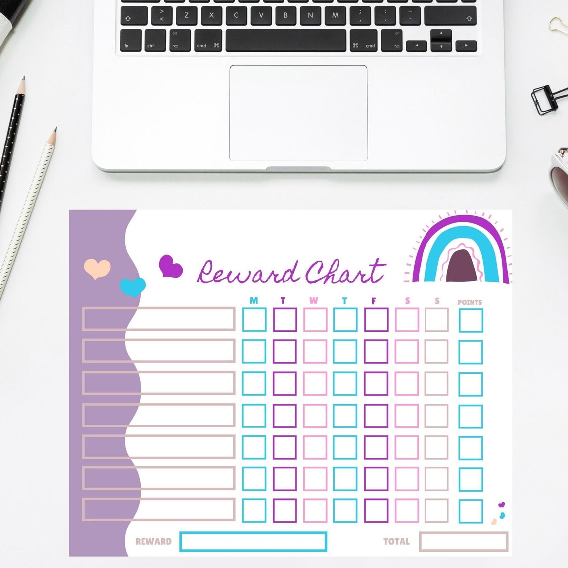 Printable Reward Chart for Girls, Kids Chore Chart, Rainbow Routine ...