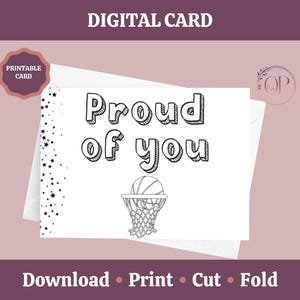Carte imprimable entraîneur de basket-ball fier de vous, carte de remerciement pour coéquipier, téléchargement immédiat, carte pour joueur ou équipe de l'entraîneur, modèle 5 x 7