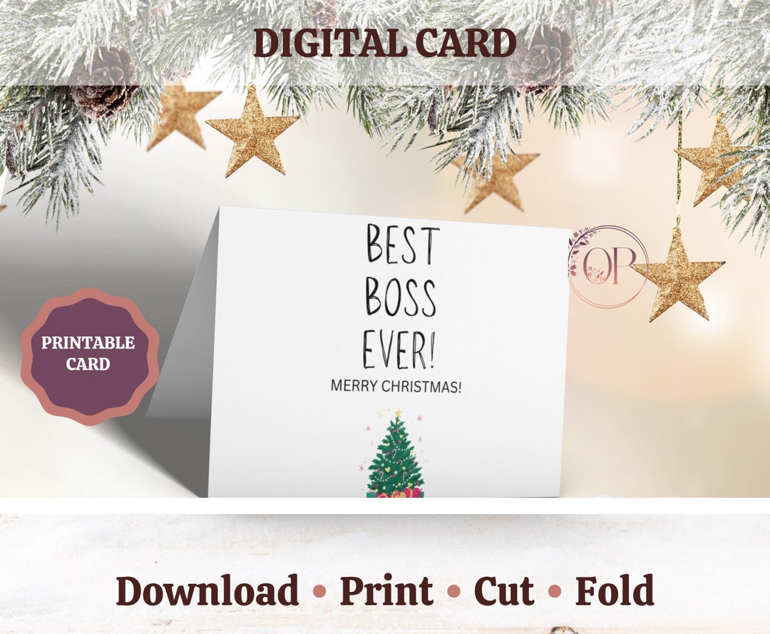 best boss ever christmas card, printable colleague holiday card