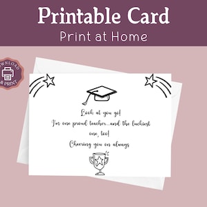 Carte de fin d'année enseignant à étudiant imprimable, carte de remise des diplômes message de l'enseignant pour les étudiants, carte d'adieu étudiant, téléchargement immédiat