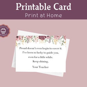 Presente de fim de ano letivo para alunos para impressão do professor, presente de classe, mensagem de formatura para alunos, download instantâneo de fim de período