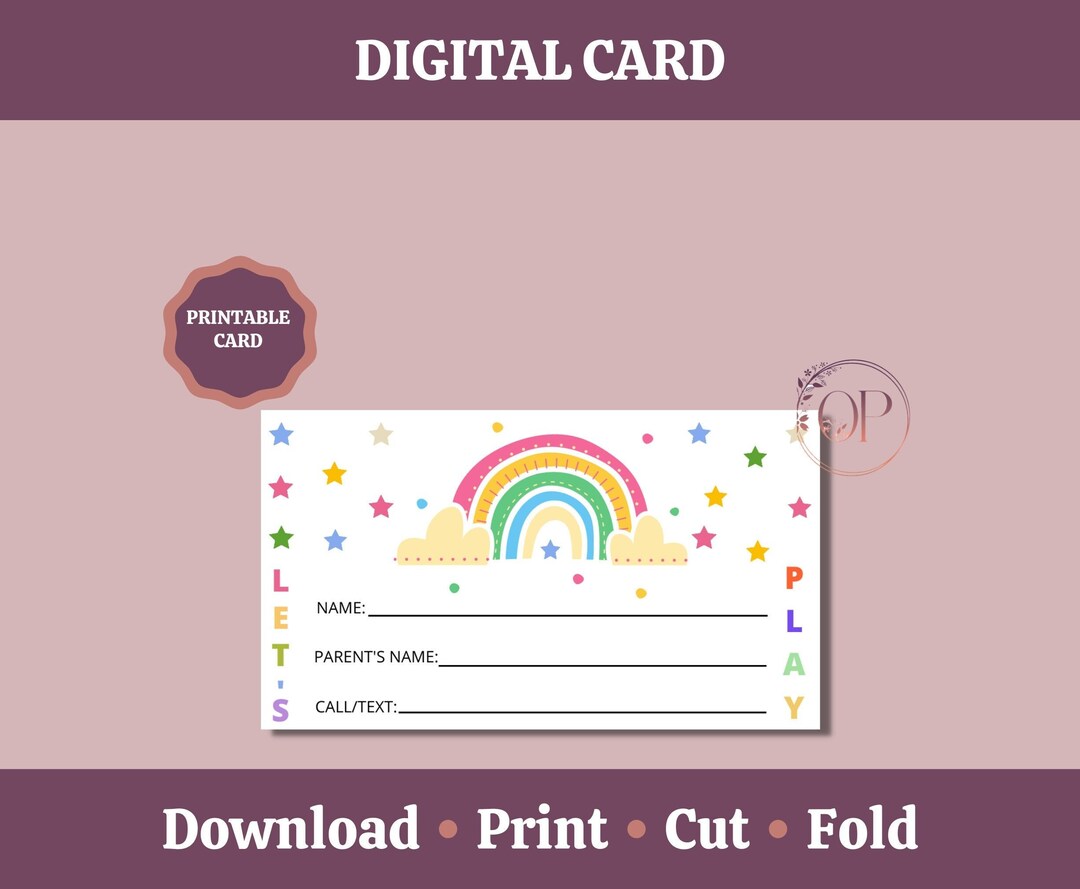 Playdate Card, Printable Keep in Touch Card, Summer Play Date Card, Let ...