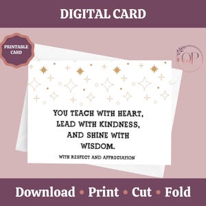Cartão de agradecimento para professores para impressão, cartão para professores, presente de fim de período letivo, equipe de escola primária, dia do professor, download instantâneo