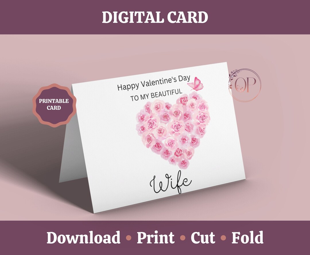Wife Valentines Day Card Printable, Valentine Card for Her, to My ...