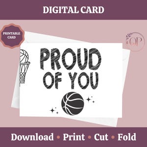 Carte imprimable entraîneur de basket-ball fier de vous, carte de remerciement pour coéquipier, téléchargement immédiat, carte pour joueur ou équipe de l'entraîneur, modèle 5 x 7