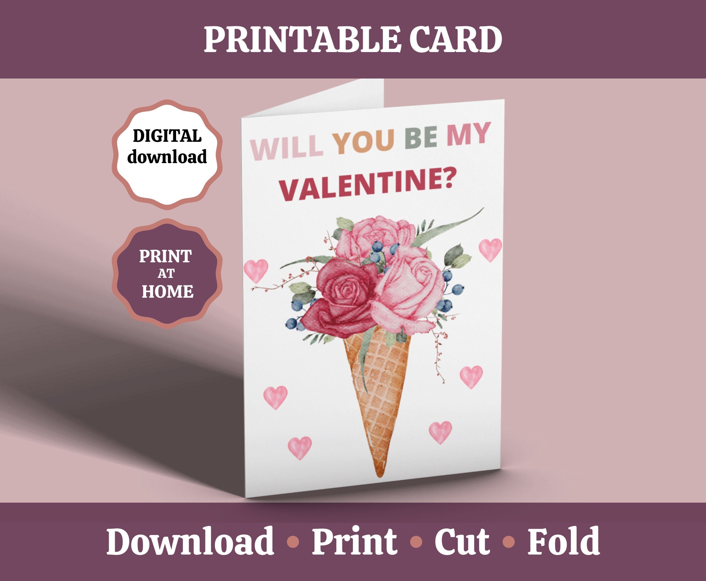 Printable Will You Be My Valentine, Valentines Day Card, Be My