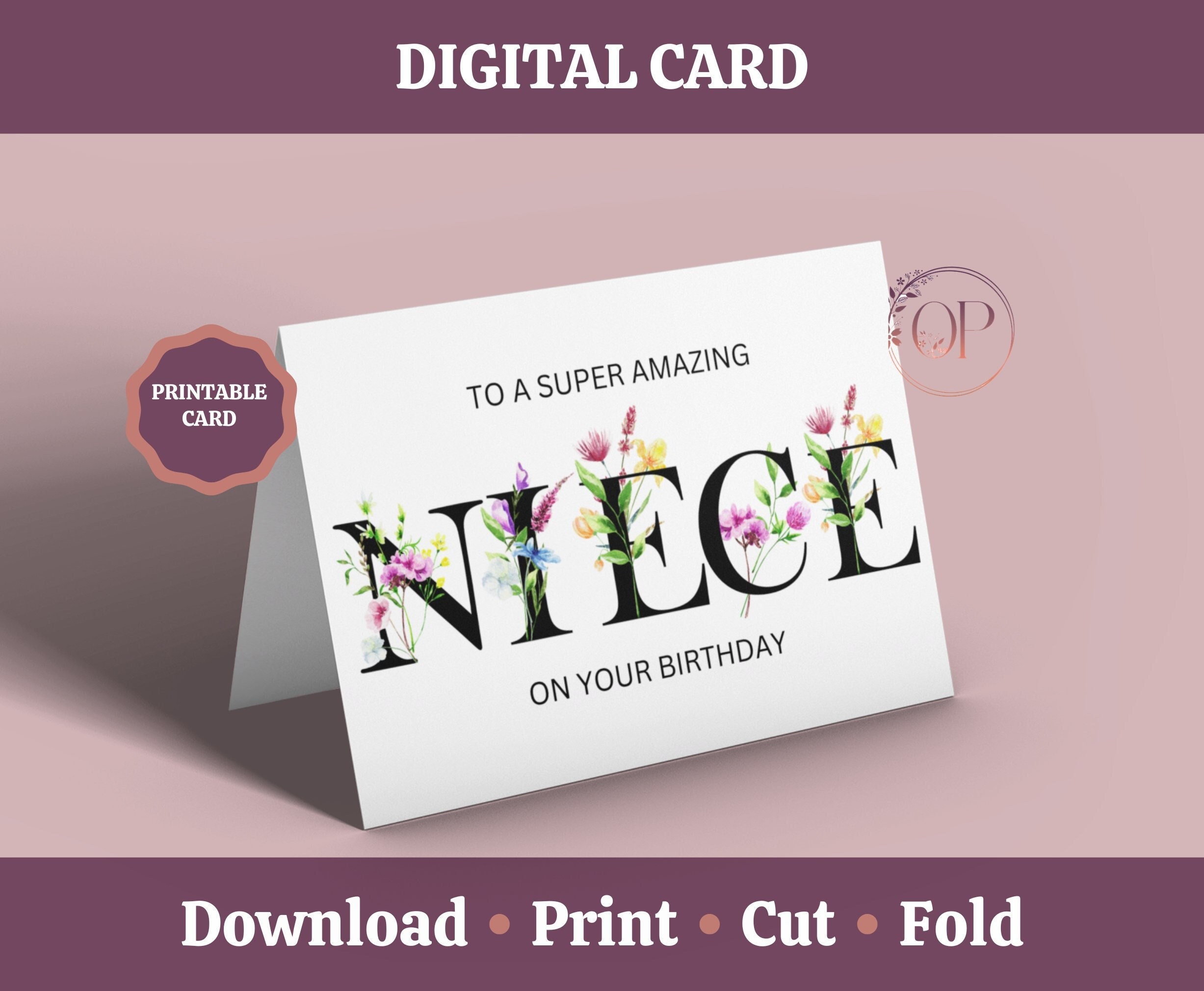 Happy Birthday Niece, Niece Birthday Card Printable, Floral Female ...