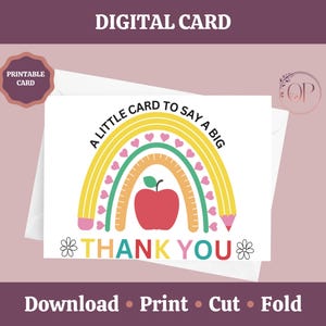 Cartão de agradecimento para impressão, melhor modelo de fim de período para professores, presente para download no final da aula, bilhete para a semana de agradecimento, presente para professores