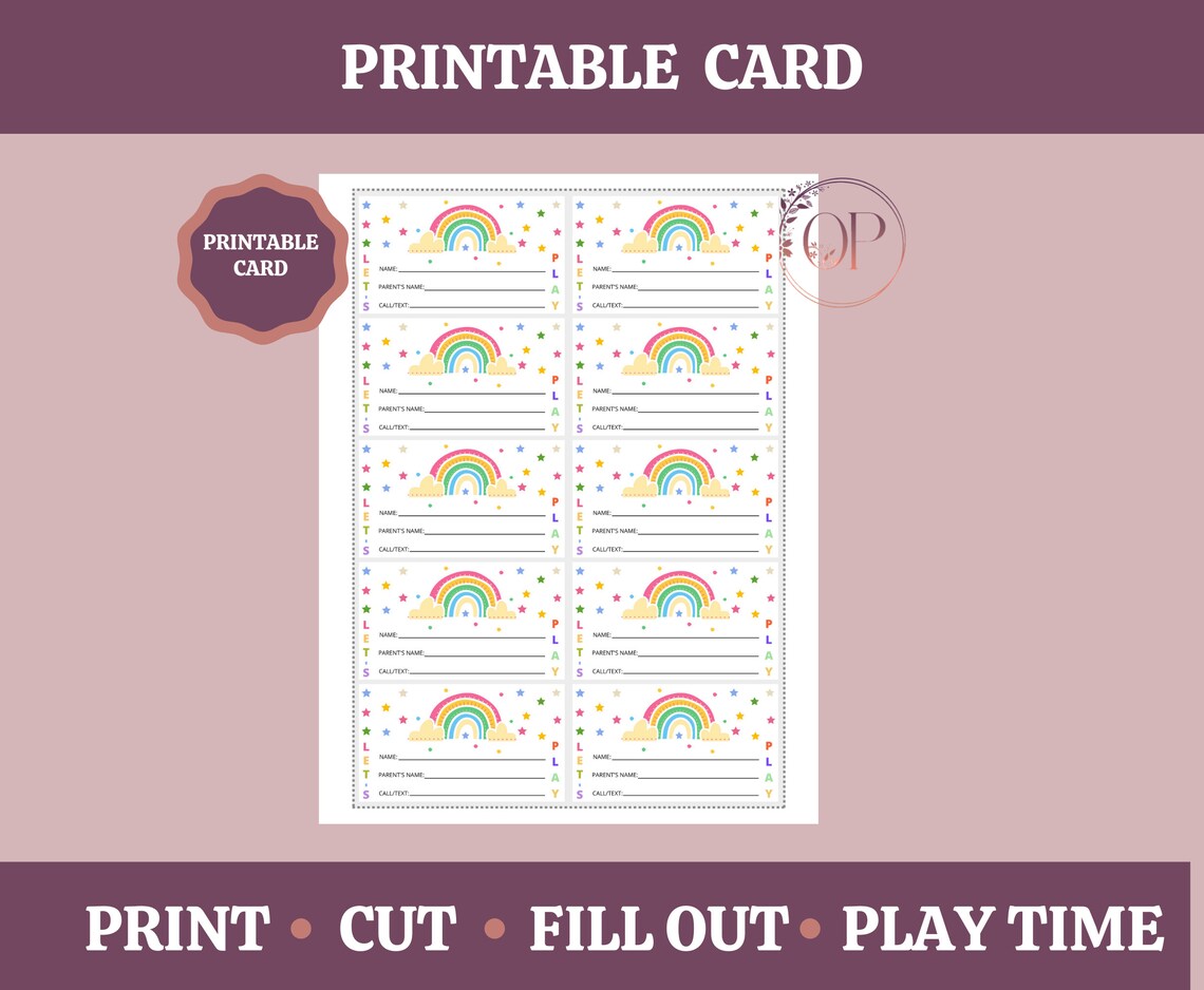 Playdate Card, Printable Keep in Touch Card, Summer Play Date Card, Let ...