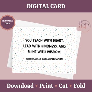 Lehrer Danke Karte zum Ausdrucken, Erzieher Karte, Lehrer Wertschätzung Geschenk, Ende des Schulbegriffs, Lehrer Karte, Lehrer Geschenk, Sofort Download