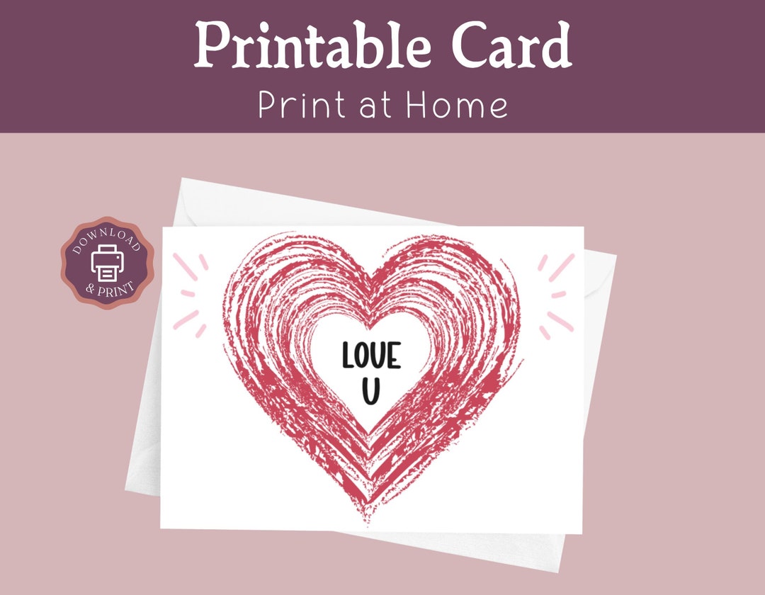 Love You Card Printable, Anniversary Card for Wife Girlfriend Husband ...