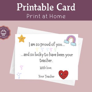 I Am So Proud of You Lerarenkaart voor studenten Afdrukbaar, eindejaarskaart van leraren, eindejaarscadeaus voor studenten, Instant Download