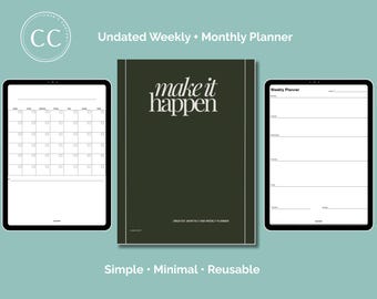 Undated Monthly & Weekly Planner | Minimalist Layout (Printable PDF)