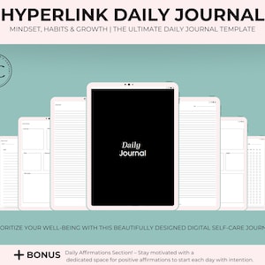 Digitales Notizbuch | Verlinkter PDF-Planer | Geführtes Tagebuch & Habit Tracker