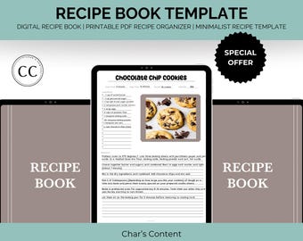 Digital Recipe Book Template: Minimalist Cookbook Organizer (PDF Download)