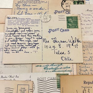 15 cartoline d'epoca con timbri postali e messaggi scritti a mano: perfette per album, diari di scarto, decorazioni, regali e collage
