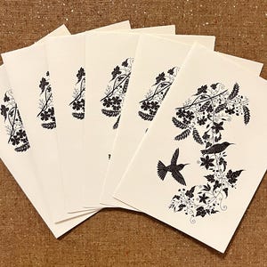 6 cartes de correspondance florales vintage vierges vierges et blanches