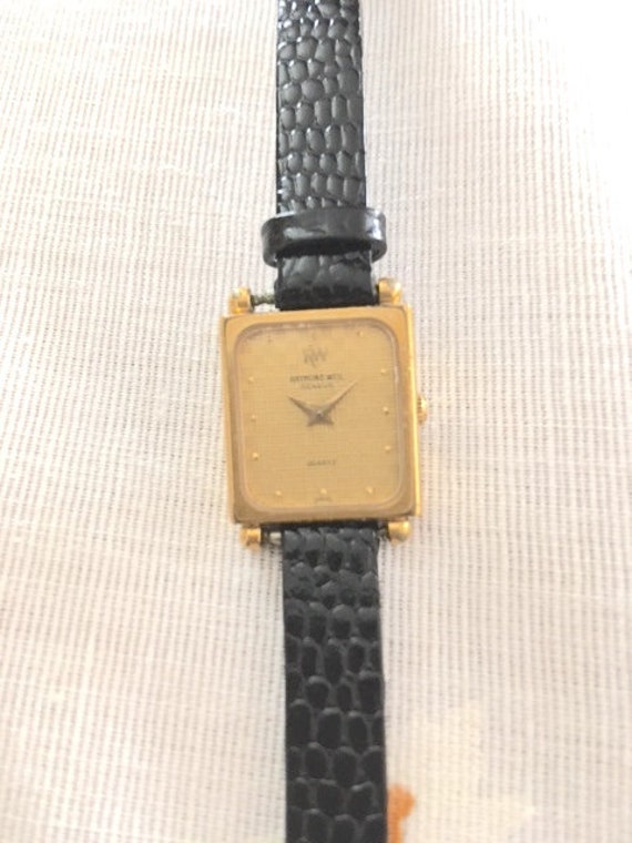 Raymond Weil Ladies Gold Watch Leather Band - image 3