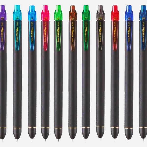 Pentel Energel Noir BL437R1 Retractable Gel Ink Rollerball Pen 0.7mm | Available in 11 Colours | Various Packs | High Quality Smooth Grip