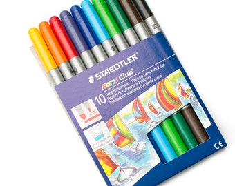 Staedtler Noris 320 Double-Ended Fibre-tip Felt-tip Colouring Pens - Assorted - 10 Pack- Assorted - Adult Drawing Stationery