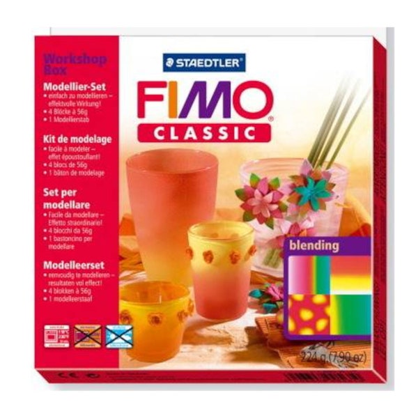 FIMO Classic Workshop Box Oven Modelling Clay - Blending - Assorted Colours, 4 x 56g