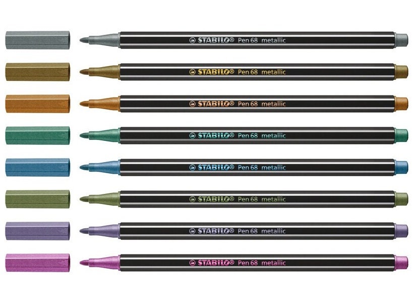 STABILO Pen 68 Premium Felt Tip Fineliner Pens - 1.0mm - Metallic Colours
