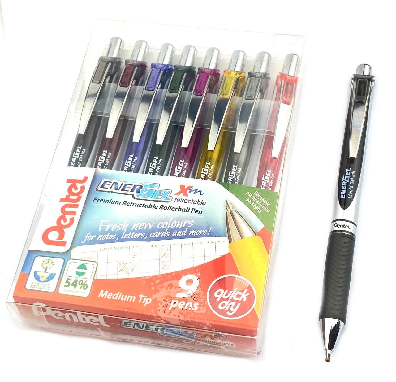 Pentel EnerGel BLN75 Retractable Gel Pens - 0.5mm Black Ink, Pack Of 6