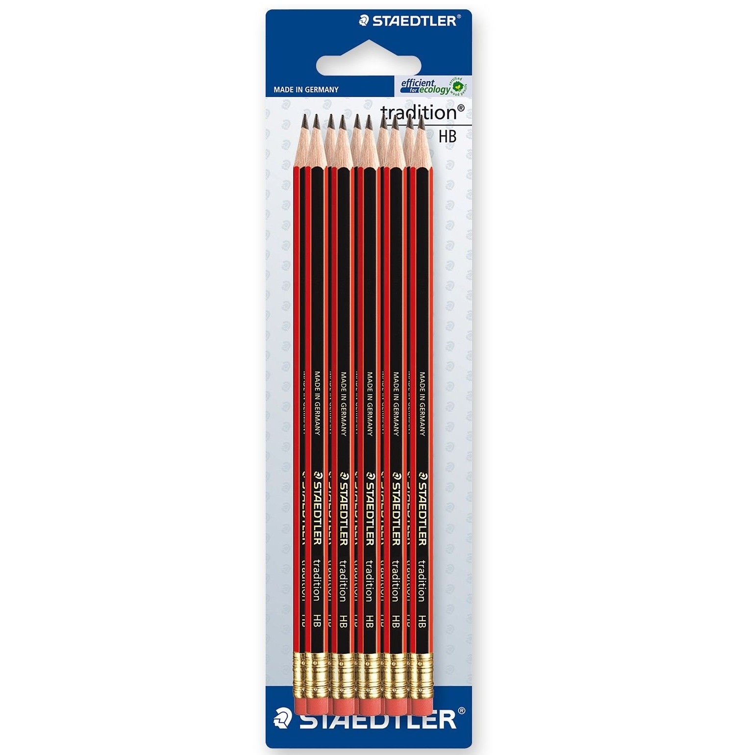 Tradineur - Set de 4 lápices con goma de borrar, 2 HB, 1 H y 1 B