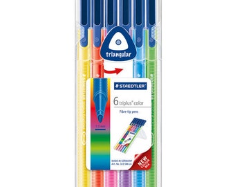 Staedtler 323 Triplus Colour Fibre-tip Pens - 1.0mm - Pack of 6 - Assorted Washable Colouring Felt Tip Pens