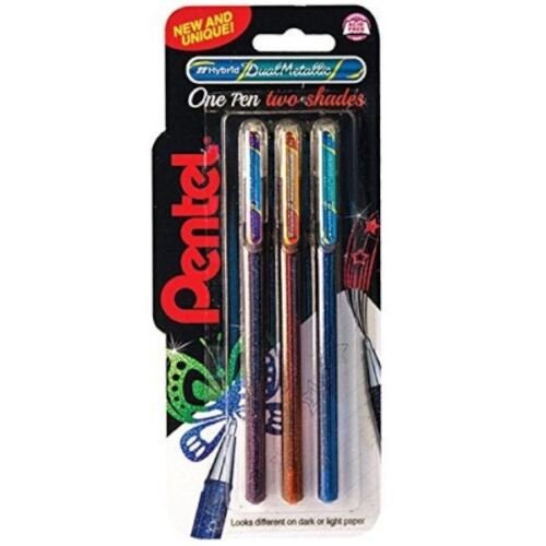 Pentel Hybrid Dual Metallic Liquid Ink Gel Pens Sparkly Glitter