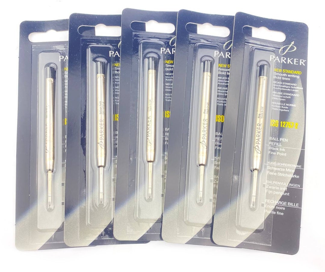 Genuine Parker Quink Ball Pen Ballpoint Refills Biro BLACK Fine 0.7 5
