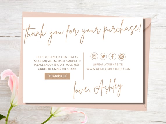 Thank You Cards Business Printable Thank You Cards Poshmark - Etsy