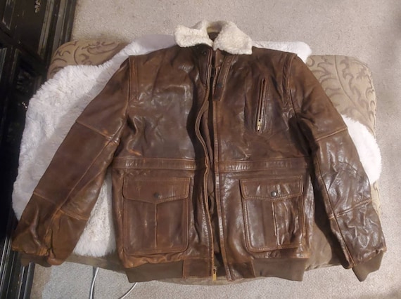 Vintage Brown Leather and Sherpa Bomber Jacket - image 1