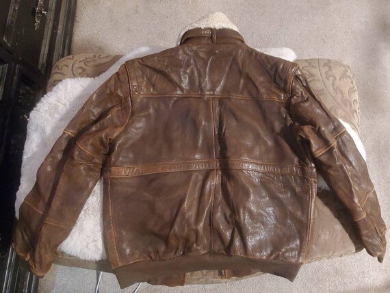 Vintage Brown Leather and Sherpa Bomber Jacket - image 2