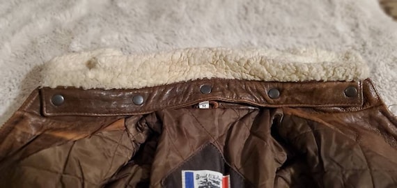 Vintage Brown Leather and Sherpa Bomber Jacket - image 3