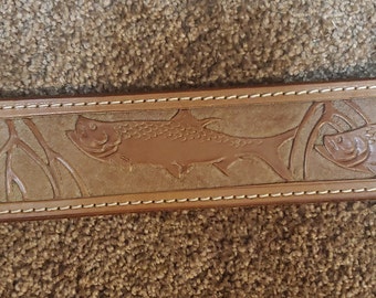 Top Grain Leather Banjo Strap - Salmon