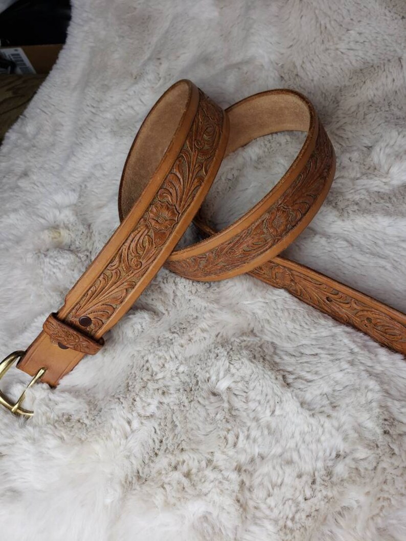 Top Grain Carved Leather Belts - Etsy