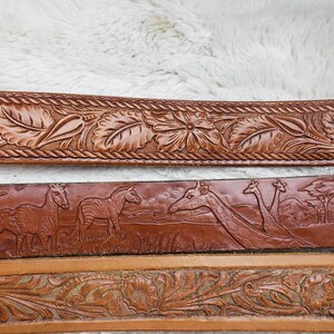 Top Grain Carved Leather Belts - Etsy