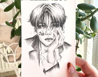 Stray Kids Lee Know (Lee Minho) Bears - A6 Art Print (drawing, kpop, SKZ)