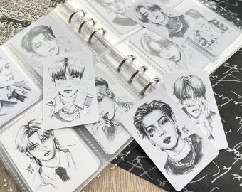 K-POPアートフォトカード6枚セット - BTS、TXT、Stray Kids、Blackpink、Itzy、Seventeen...（パック、ランダム、フォトカード、ギフト、美的、アートワーク）