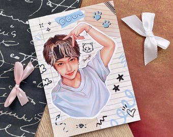 Seventeen ジュン / ウェン・ジュンフイ - A6 アートプリント (絵画、K-Pop、ギフト、SVT、カラット)