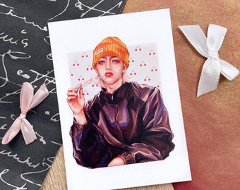 Seventeen Scoups (チェ・スンチョル) ビーニー - A6 アートプリント (絵画、K-Pop、ギフト、SVT、カラット)