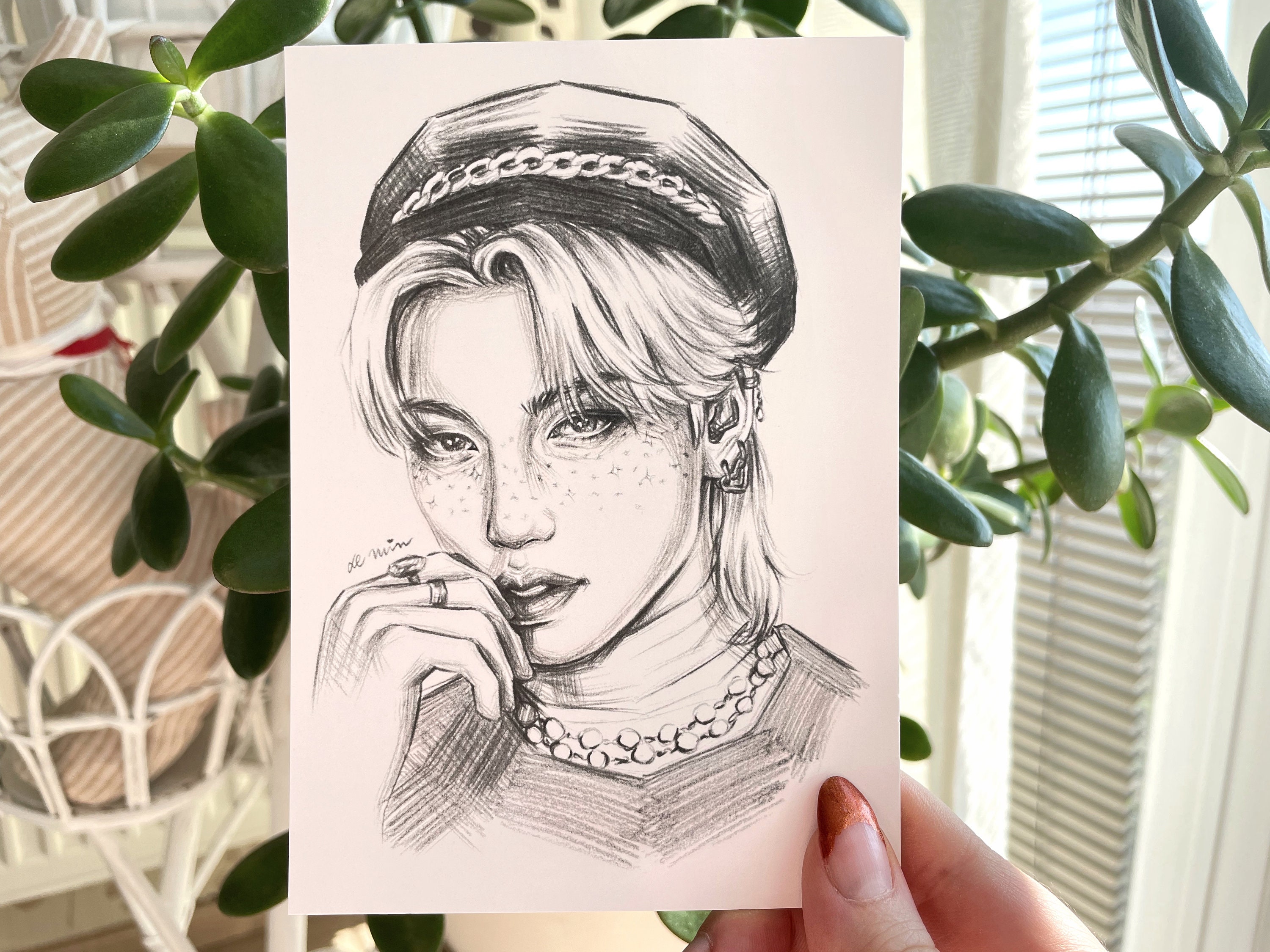 Stray Kids Felix lee Yongbok Beret Pencil Sketch A6 Art - Etsy Australia