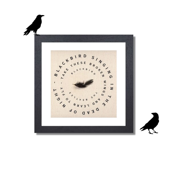 The Beatles Inspirierte Kunst - Blackbird - Limitierte Leinwand Kunstwerk - Wanddekor - Wandkunst - Songtexte - Geschenkidee - Beatles Fan