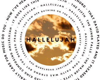 Leonard Cohen Inspired Greeting Card and A4 Print with lyrics from his song Hallelujah